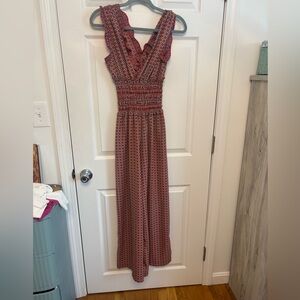 Max Studio Red and Black Patterned Romper. Size small